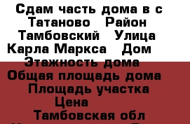 Сдам часть дома в с. Татаново › Район ­ Тамбовский › Улица ­ Карла-Маркса › Дом ­ 69 › Этажность дома ­ 1 › Общая площадь дома ­ 22 › Площадь участка ­ 50 › Цена ­ 7 000 - Тамбовская обл. Недвижимость » Дома, коттеджи, дачи аренда   . Тамбовская обл.